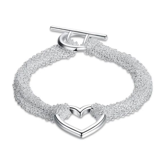The Mesh Chain Heart Toggle Bracelet 925 - Picture 3 of 14